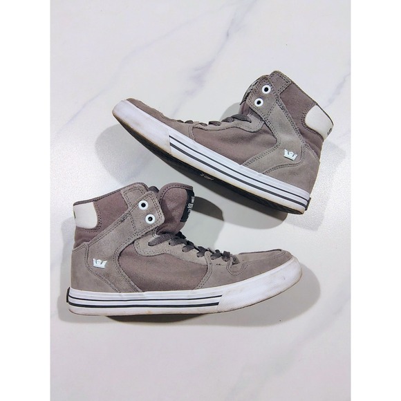 Supra Other - Supra Mens Vaider Skate Shoes Sneakers High Top Gray Suede Canvas 8.5